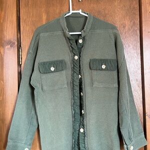 Green Waffle Knit Shacket